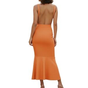 House of CB Orange Backless Maxi Dress